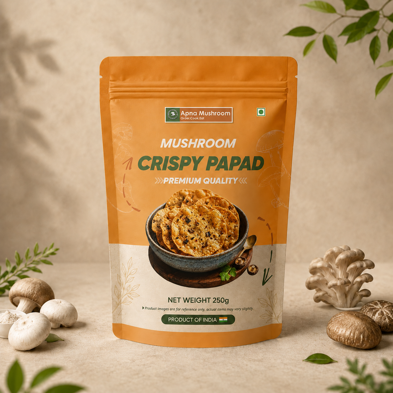 Mushroom Papad-Crispy & Spicy